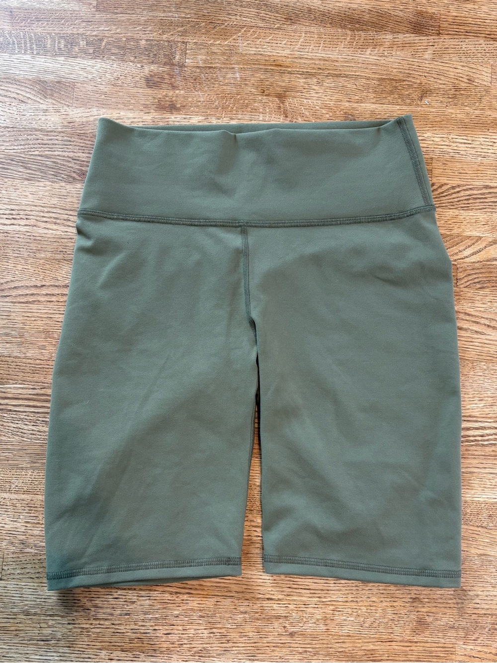 Fabletics Powerhold Olive Green High-Rise Bike Shorts